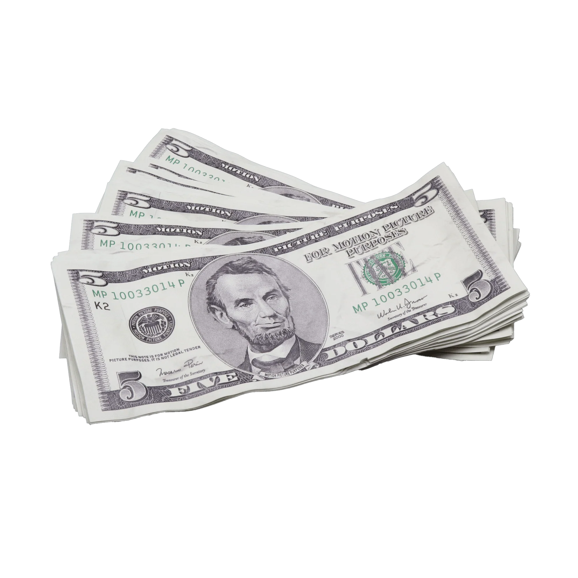 Money Prop - 2000 Series $5 ✔️RealAged™ $1,500 Full Print Stacks Bundle - Image 3