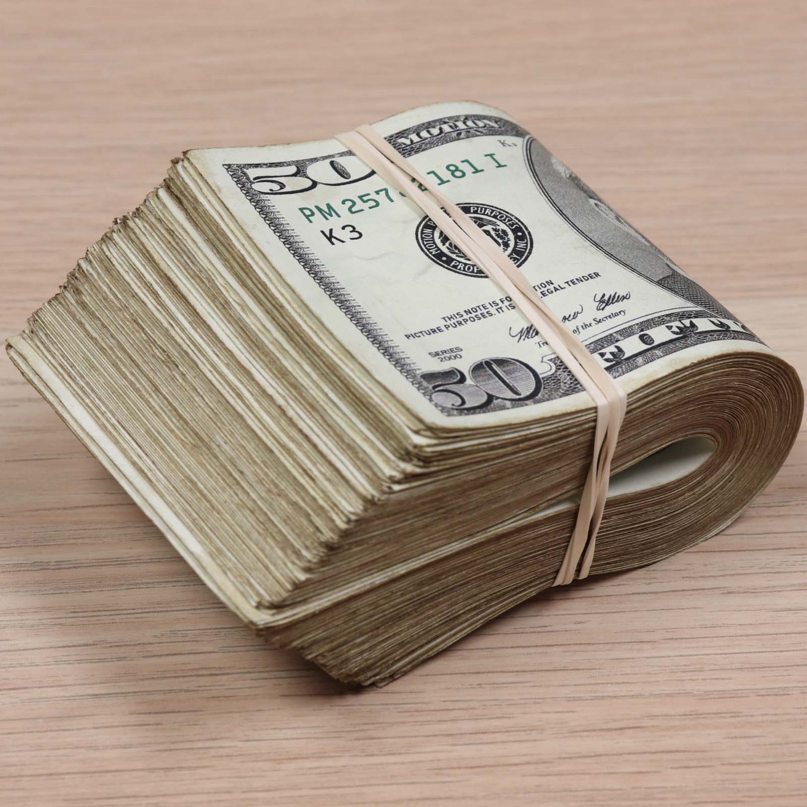 Money Prop - 2000 Series $50 ✔️RealAged™ Full Print $5,000  Band - Image 5