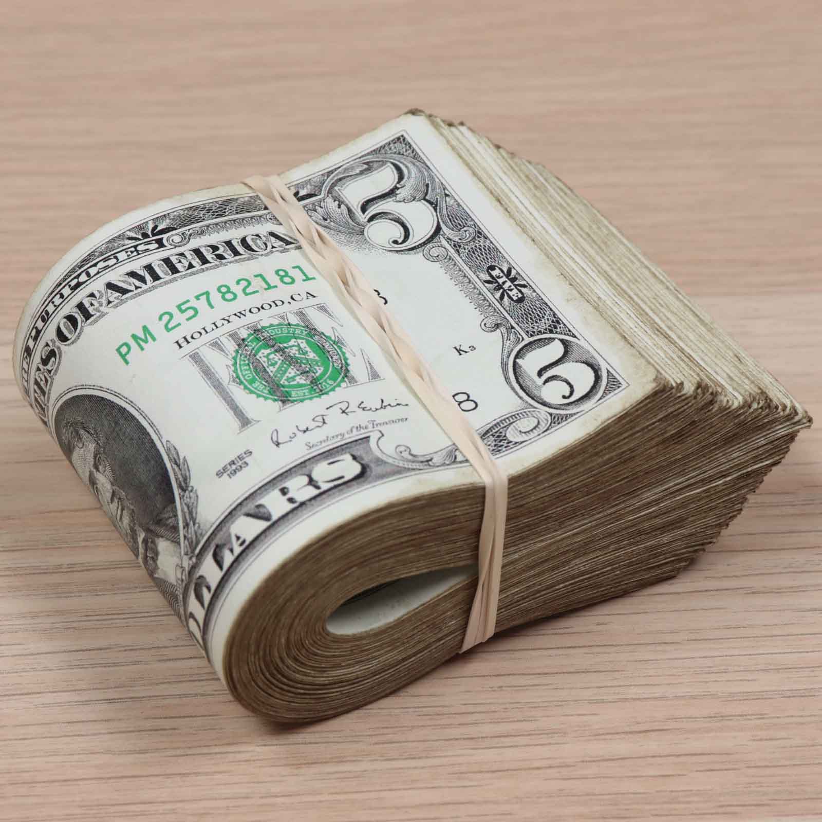 Money Prop - 1990 Series $5 ✔️RealAged™ Full Print $500 Band - Image 4