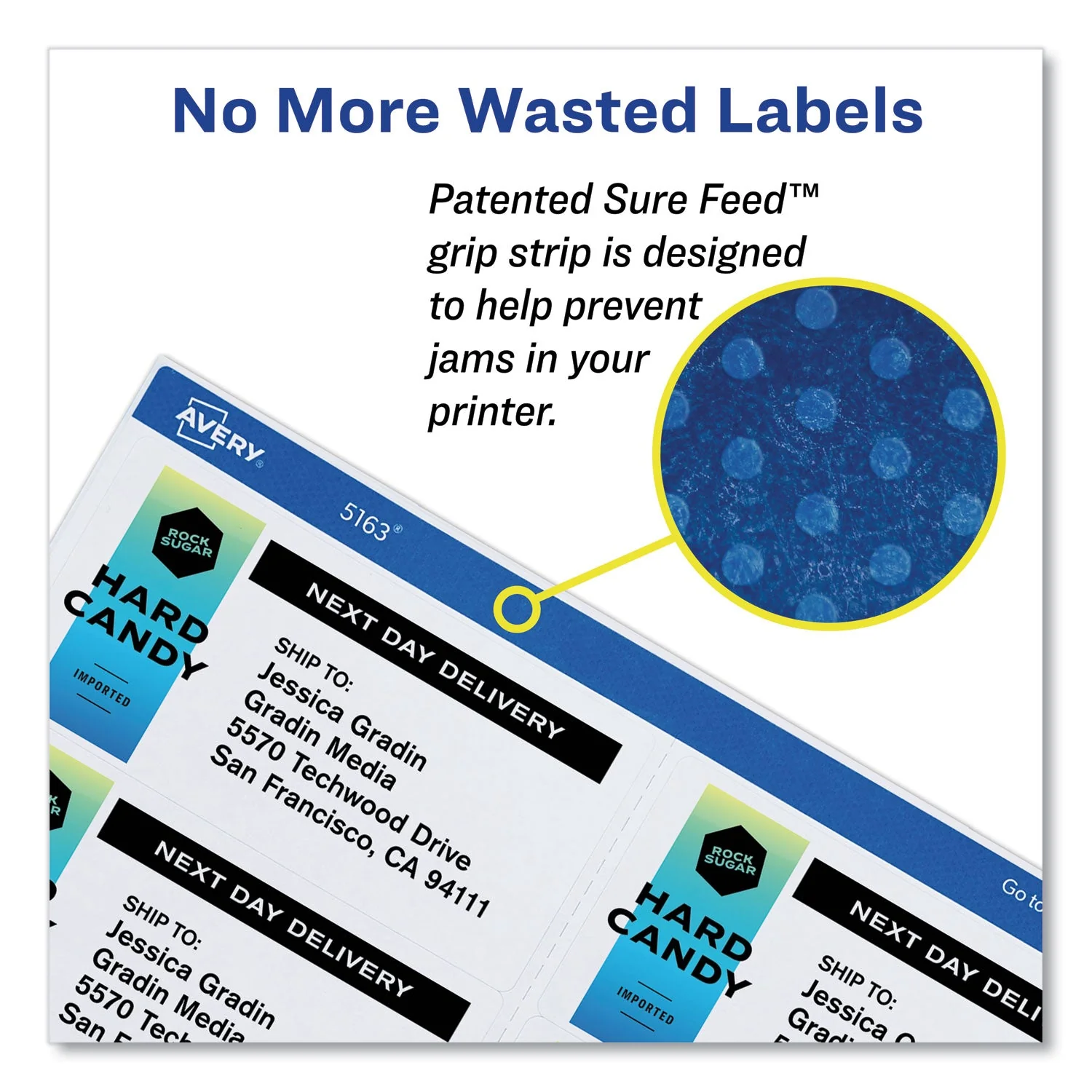 Avery Shipping Labels w/ TrueBlock Technology, Laser Printers, 3.33 x 4, White, 6/Sheet, 100 Sheets/Box - Image 2