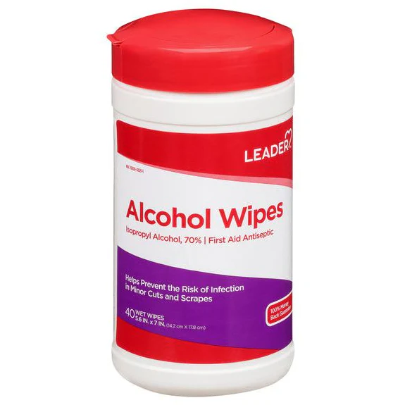Leader Isopropyl Alcohol 70% Wet Wipes 5.6 Inch x 7 Inch 40 Sheets
