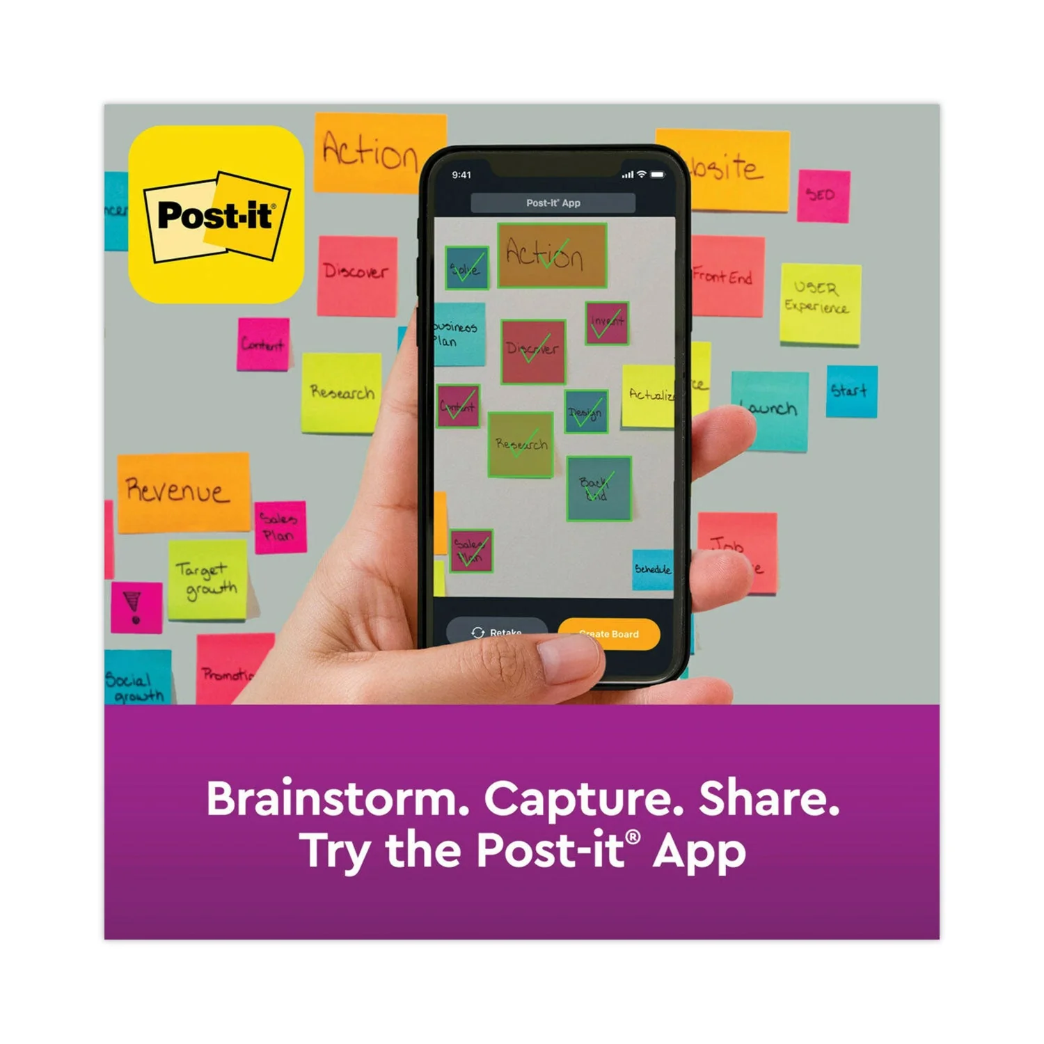 3M Post-it Pop-up 3 x 3 Note Refill, 3" x 3", Energy Boost Collection Colors, 90 Sheets/Pad, 18 Pads/Pack - Image 4