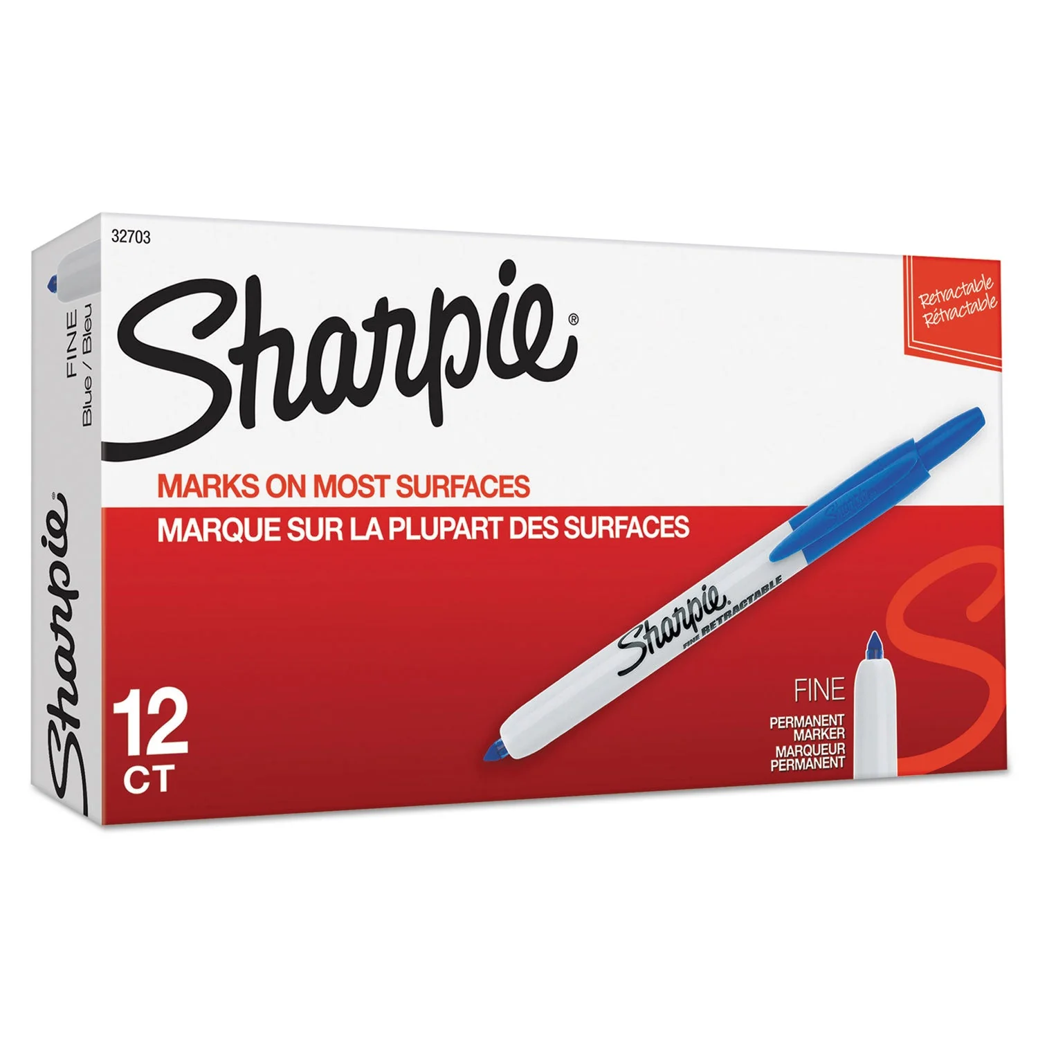 Sharpie Retractable Permanent Marker, Fine Bullet Tip, Blue - Image 2